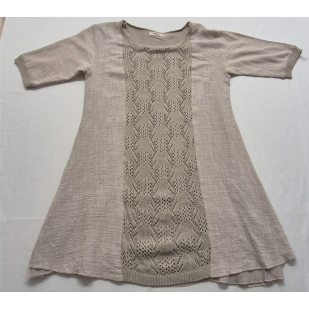 Selfie Couture women's knit tunic‎ sweater dress crochet geometric cream XS/S
